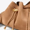 Geantă de umăr medie din piele de căprioară de culoare caramel, cu franjuri Geantă de umăr medie din piele de căprioară de culoare caramel, cu franjuri