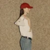 Geantă de umăr mică din piele perforată de culoare latte, cu cordon de strângere Geantă de umăr mică din piele perforată de culoare latte, cu cordon de strângere