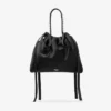 Geantă de umăr mini din satin negru cu mâner superior și șnur Geantă de umăr mini din satin negru cu mâner superior și șnur