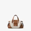 Geantă de voiaj Bar Holdall Small din pânză reciclată naturală și maro deschis, cu finisaje din piele Biker Geantă de voiaj Bar Holdall Small din pânză reciclată naturală și maro deschis, cu finisaje din piele Biker