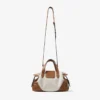 Geantă de voiaj Bar Holdall Small din pânză reciclată naturală și maro deschis, cu finisaje din piele Biker Geantă de voiaj Bar Holdall Small din pânză reciclată naturală și maro deschis, cu finisaje din piele Biker