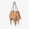 Geantă Diamond Tote medie din piele de căprioară de culoare caramel, cu franjuri