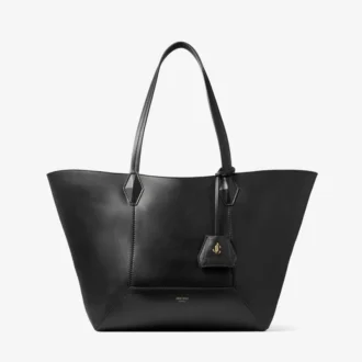 Geantă Diamond Tote medie din piele de vițel neagră