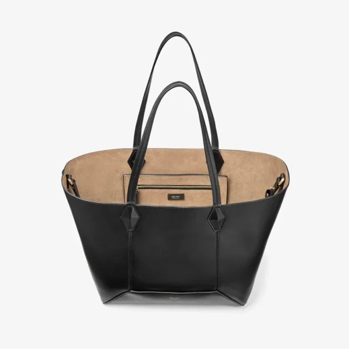 Geantă Diamond Tote medie din piele de vițel neagră Geantă Diamond Tote medie din piele de vițel neagră