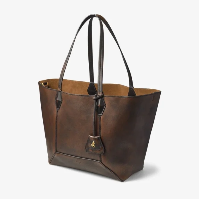 Geantă Diamond Tote medie din piele de vițel netedă, culoare coniac