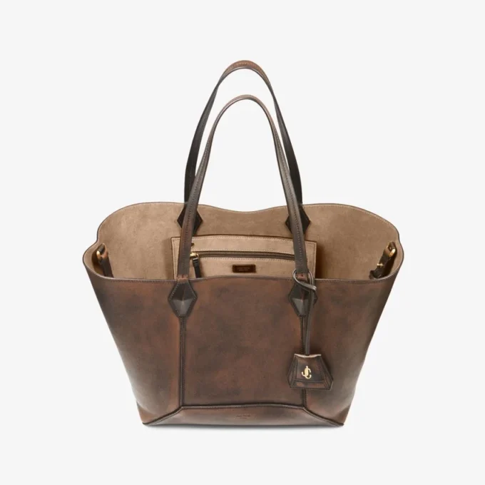 Geantă Diamond Tote medie din piele de vițel netedă, culoare coniac
