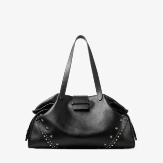 Geantă mare de mână Bar Holdall din piele de vițel moale, negru, cu textură de stele