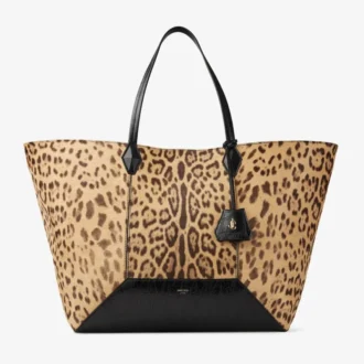 Geantă mare de tip tote cu imprimeu leopard natural