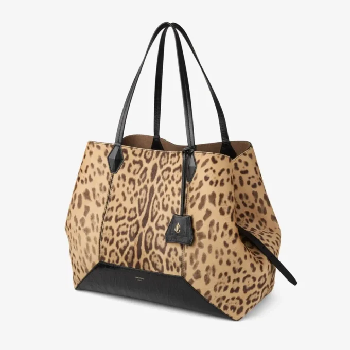Geantă mare de tip tote cu imprimeu leopard natural