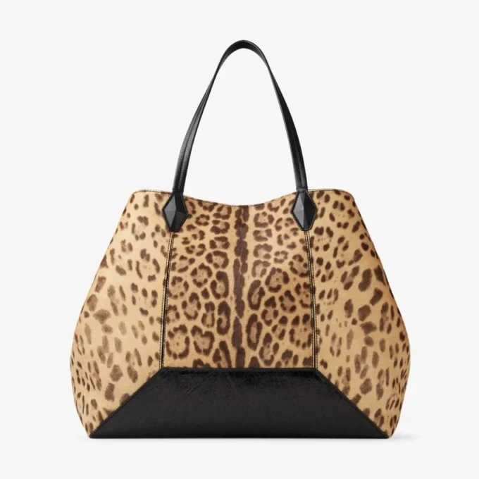 Geantă mare de tip tote cu imprimeu leopard natural