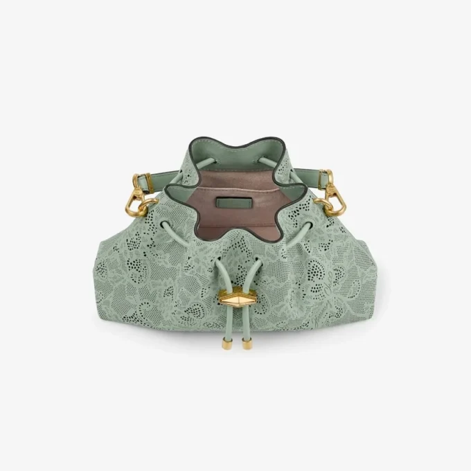 Geantă mică de umăr Cinch din piele perforată verde Jimmy Choo