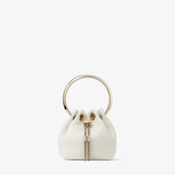 Geantă mini Bon Bon din piele nappa netedă de culoare latte Geantă mini Bon Bon din piele nappa netedă de culoare latte
