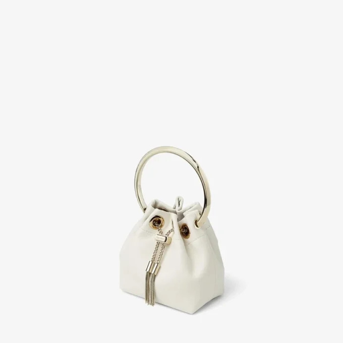 Geantă mini Bon Bon din piele nappa netedă de culoare latte Geantă mini Bon Bon din piele nappa netedă de culoare latte