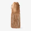 Geantă mini Cinch din piele de căprioară de culoare caramel, cu ciucuri din piele de căprioară