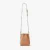Geantă mini Cinch din piele de căprioară de culoare caramel, cu ciucuri din piele de căprioară
