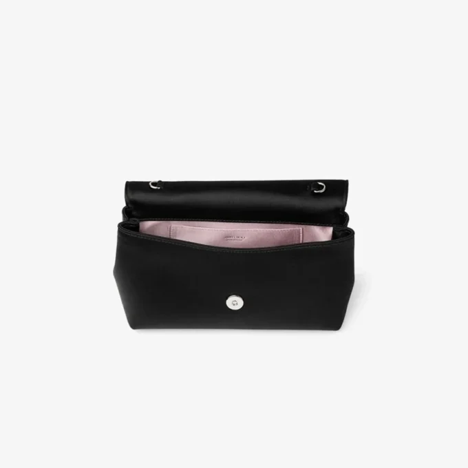 Geantă mini cu fundă moale Geantă mini din satin negru cu fundă din cristal Geantă mini cu fundă moale Geantă mini din satin negru cu fundă din cristal