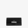 Geantă mini de umăr Bing Wallet Chain din piele neagră cu elemente din cristal