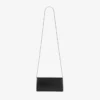Geantă mini de umăr Bing Wallet Chain din piele neagră cu elemente din cristal