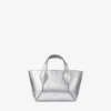Geantă mini Diamond Tote din piele metalizată argintie vintage Geantă mini Diamond Tote din piele metalizată argintie vintage