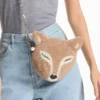 Geantă mini Soft Fox Geantă mini Fox din piele de oaie de culoare caramel