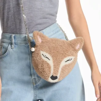 Geantă mini Soft Fox Geantă mini Fox din piele de oaie de culoare caramel