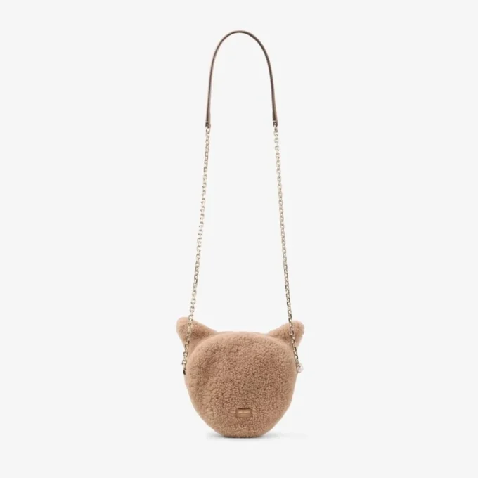 Geantă mini Soft Fox Geantă mini Fox din piele de oaie de culoare caramel