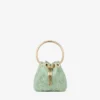 Geantă mini tip sac Bon Bon din satin verde și dantelă Jimmy Choo Geantă mini tip sac Bon Bon din satin verde și dantelă Jimmy Choo