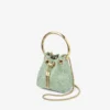 Geantă mini tip sac Bon Bon din satin verde și dantelă Jimmy Choo Geantă mini tip sac Bon Bon din satin verde și dantelă Jimmy Choo