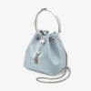 Geantă tip sac Bon Bon din satin albastru gheață