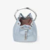 Geantă tip sac Bon Bon din satin albastru gheață