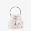 Geantă tip sac Bon Bon din satin ivoriu cu broderie în formă de petale Geantă tip sac Bon Bon din satin ivoriu cu broderie în formă de petale