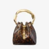 Geantă tip sac Bon Bon transparentă, cu model de broască țestoasă și mâner sculptat Geantă tip sac Bon Bon transparentă, cu model de broască țestoasă și mâner sculptat
