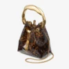 Geantă tip sac Bon Bon transparentă, cu model de broască țestoasă și mâner sculptat Geantă tip sac Bon Bon transparentă, cu model de broască țestoasă și mâner sculptat