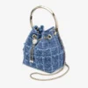 Geantă tip sac din țesătură de denim cu model în cruciulițe Bon Bon Geantă tip sac din țesătură de denim cu model în cruciulițe Bon Bon