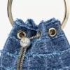 Geantă tip sac din țesătură de denim cu model în cruciulițe Bon Bon Geantă tip sac din țesătură de denim cu model în cruciulițe Bon Bon
