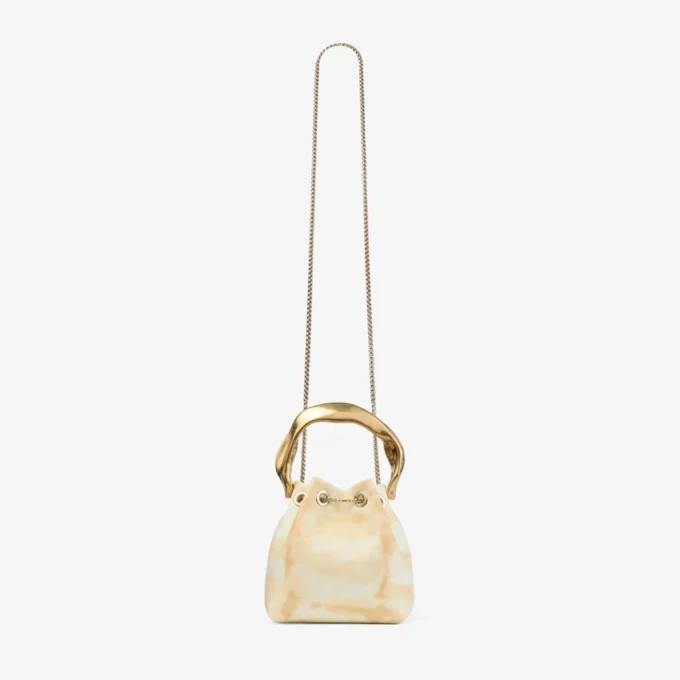Geantă tip sac din piele Tie Dye Bon Bon Natural Mix cu mâner sculptat Geantă tip sac din piele Tie Dye Bon Bon Natural Mix cu mâner sculptat