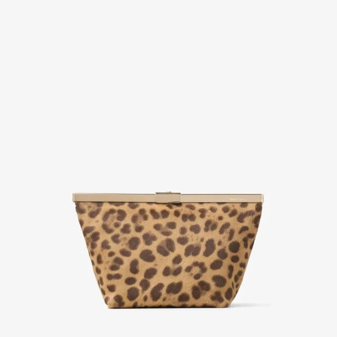 Gență de mână Ganache din piele de ponei cu imprimeu leopard natural Gență de mână Ganache din piele de ponei cu imprimeu leopard natural