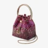 Gență din satin Bon Bon Winter Bloom și Violet Orchid cu cristale