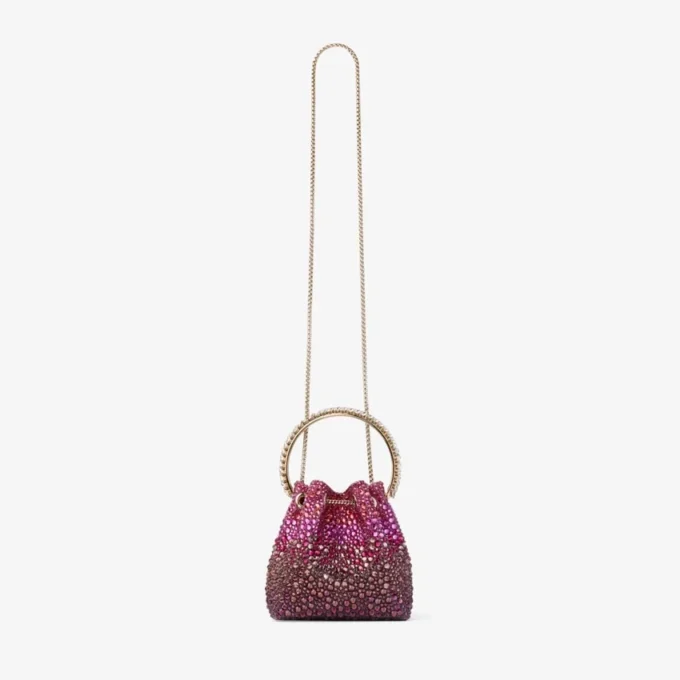 Gență din satin Bon Bon Winter Bloom și Violet Orchid cu cristale