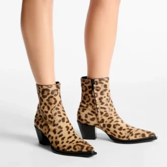 Ghete Cece 60 Ghete din piele de ponei cu imprimeu leopard natural
