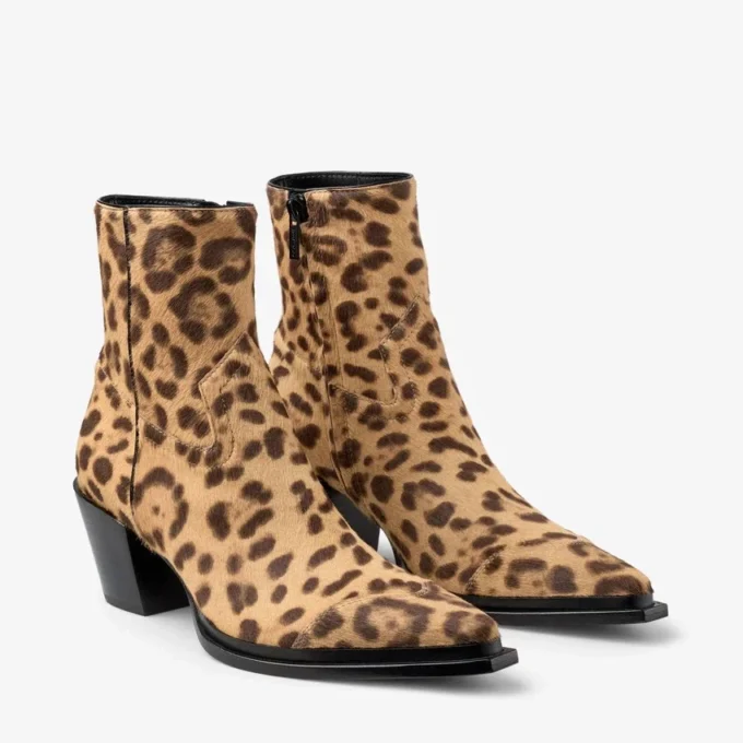 Ghete Cece 60 Ghete din piele de ponei cu imprimeu leopard natural Ghete Cece 60 Ghete din piele de ponei cu imprimeu leopard natural