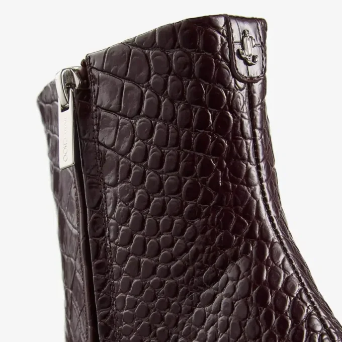 Ghete Frankie 85 Ghete din piele cu imprimeu crocodil, culoare merlot intens Ghete Frankie 85 Ghete din piele cu imprimeu crocodil, culoare merlot intens