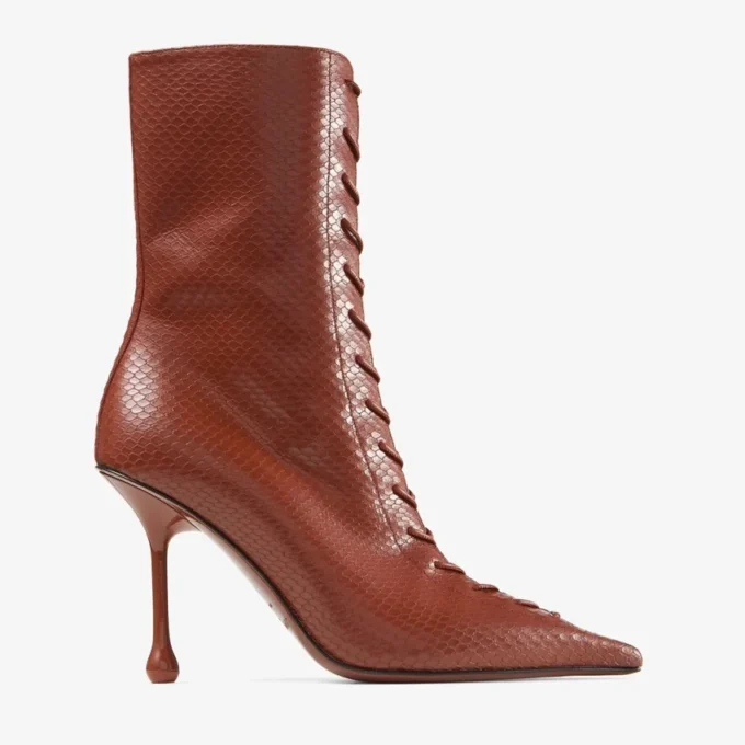 Ghete Scarlett 85 Ghete din piele imprimată cu model Elaphe, culoare coniac Ghete Scarlett 85 Ghete din piele imprimată cu model Elaphe, culoare coniac