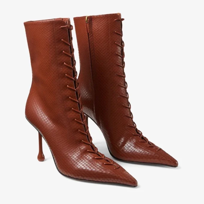 Ghete Scarlett 85 Ghete din piele imprimată cu model Elaphe, culoare coniac Ghete Scarlett 85 Ghete din piele imprimată cu model Elaphe, culoare coniac