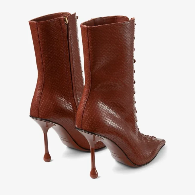 Ghete Scarlett 85 Ghete din piele imprimată cu model Elaphe, culoare coniac Ghete Scarlett 85 Ghete din piele imprimată cu model Elaphe, culoare coniac