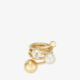 Inel Jc Multi Pearl Inel din metal cu finisaj auriu și perle Inel Jc Multi Pearl Inel din metal cu finisaj auriu și perle