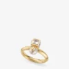 Inel Jc Pearl Cube Inel din metal auriu cu perla și cub de cristal Inel Jc Pearl Cube Inel din metal auriu cu perla și cub de cristal