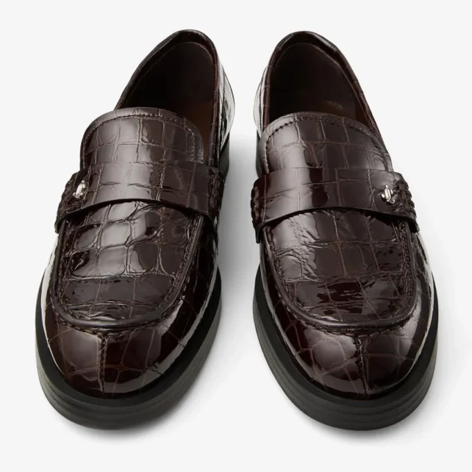 Ivy Loafer Sambuco Mocasini din piele cu imprimeu crocodil lucios Ivy Loafer Sambuco Mocasini din piele cu imprimeu crocodil lucios