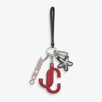 Jc Multi Charm Broșă pentru gență din piele de vițel roșie și roz bomboană cu logo stea Jc Multi Charm Broșă pentru gență din piele de vițel roșie și roz bomboană cu logo stea