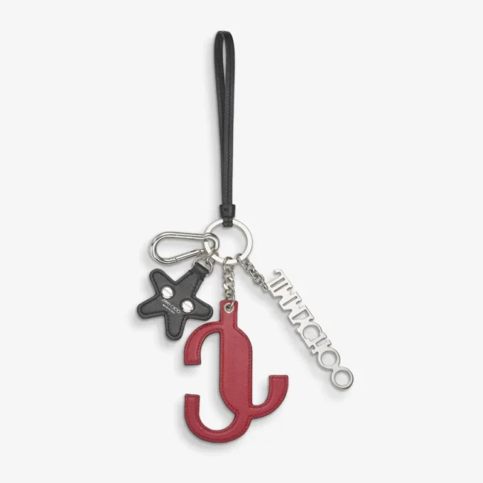 Jc Multi Charm Broșă pentru gență din piele de vițel roșie și roz bomboană cu logo stea Jc Multi Charm Broșă pentru gență din piele de vițel roșie și roz bomboană cu logo stea